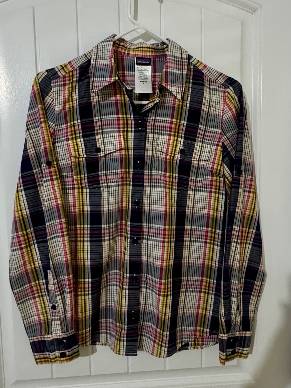 Patagonia Women's Plaid Button Front Long Sleeve Shirt Tencel Lyocell Size 2